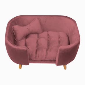 Poltrona Cama Pet Hannah Luxo Veludo Rose