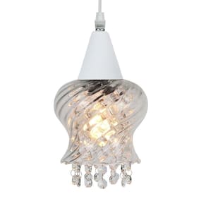 Lustre Pendente Taschibra Cristal Aisha Rigato E27 Transparente Bivolt Branco