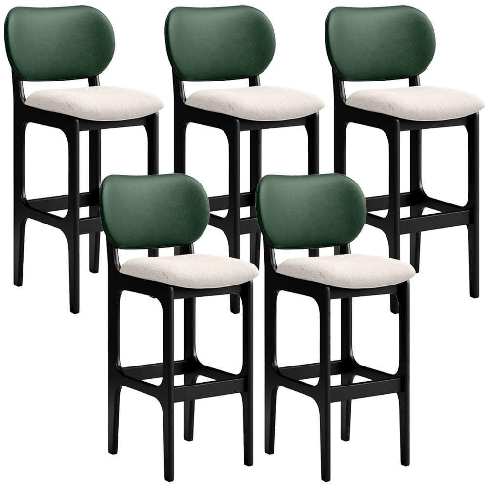 Kit 5 Banquetas Alta Preto Facto Verde Linho Cru
