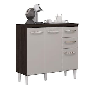 Balcão de Cozinha Isadora Chocolate Off White - Poquema