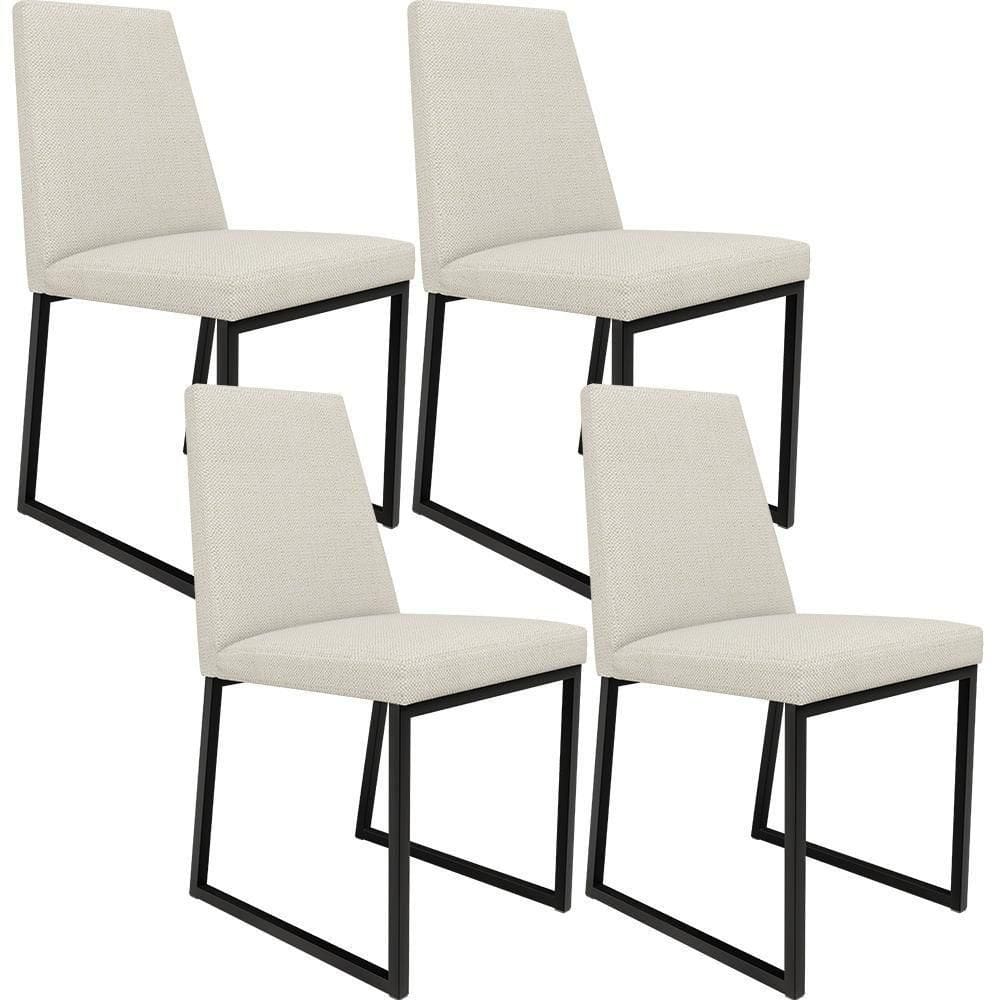 Kit 04 Cadeiras Sala De Jantar L02 Champagne