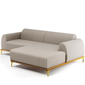 Sofá 6 Lugares Com Chaise De Estar Molino 350cm Bege C-107