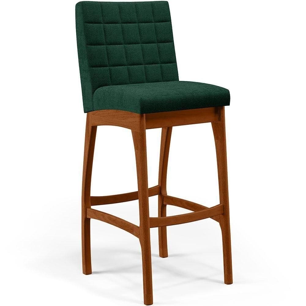 Banqueta Alta Cozinha De Jantar Fixa Mila B04 Bouclê Verde