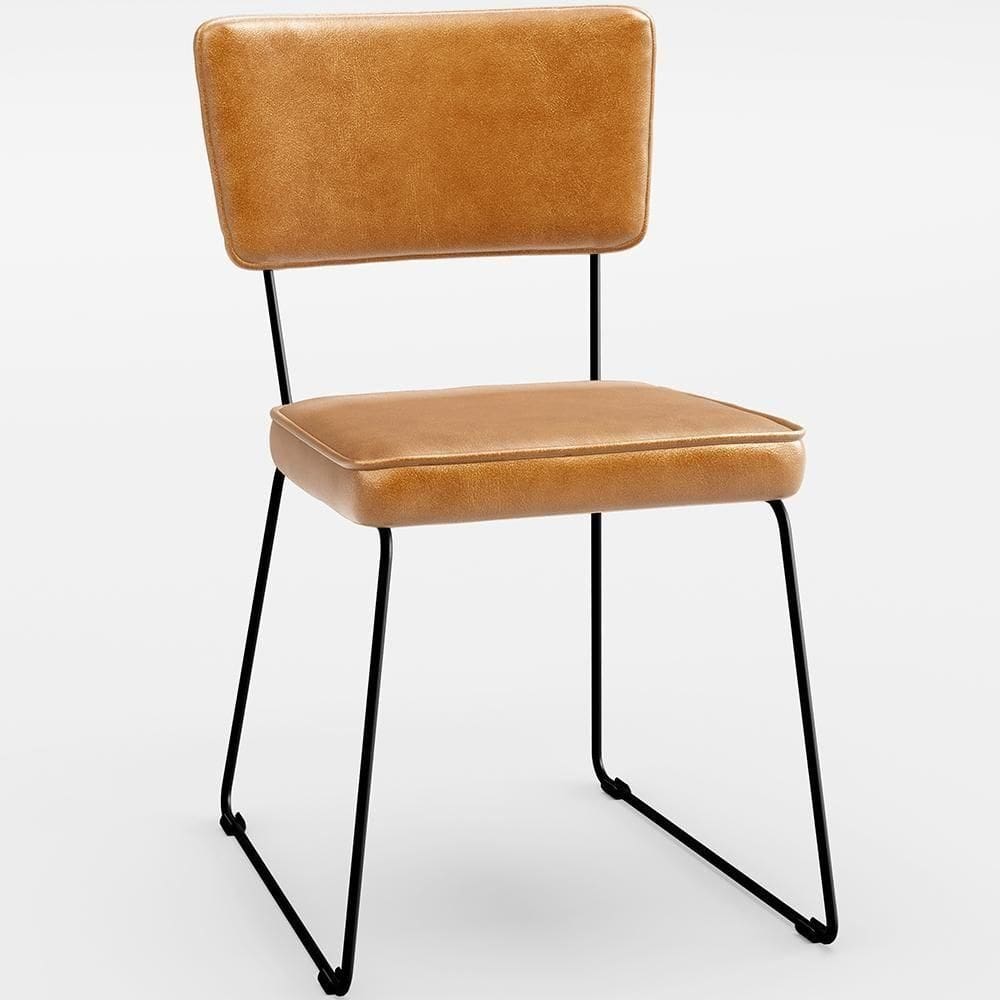 Cadeira Estofada Para Sala De Jantar Base De Aço Whisky