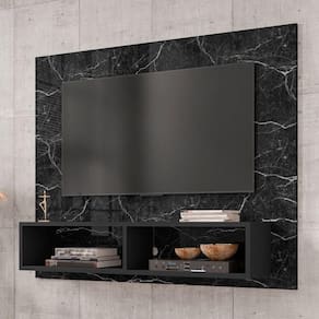 Painel Para Tv Ottawa Com 2 Nichos Nero Efeito Marmorizado