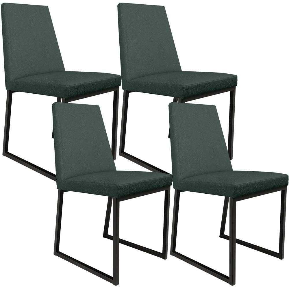 Kit 04 Cadeiras Para Sala Jantar L02 Verde Musgo