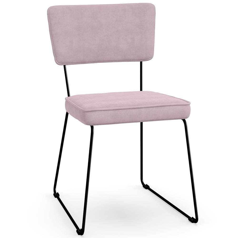 Cadeira Decorativa Estofada De Jantar Allana L02 Suede Rosê