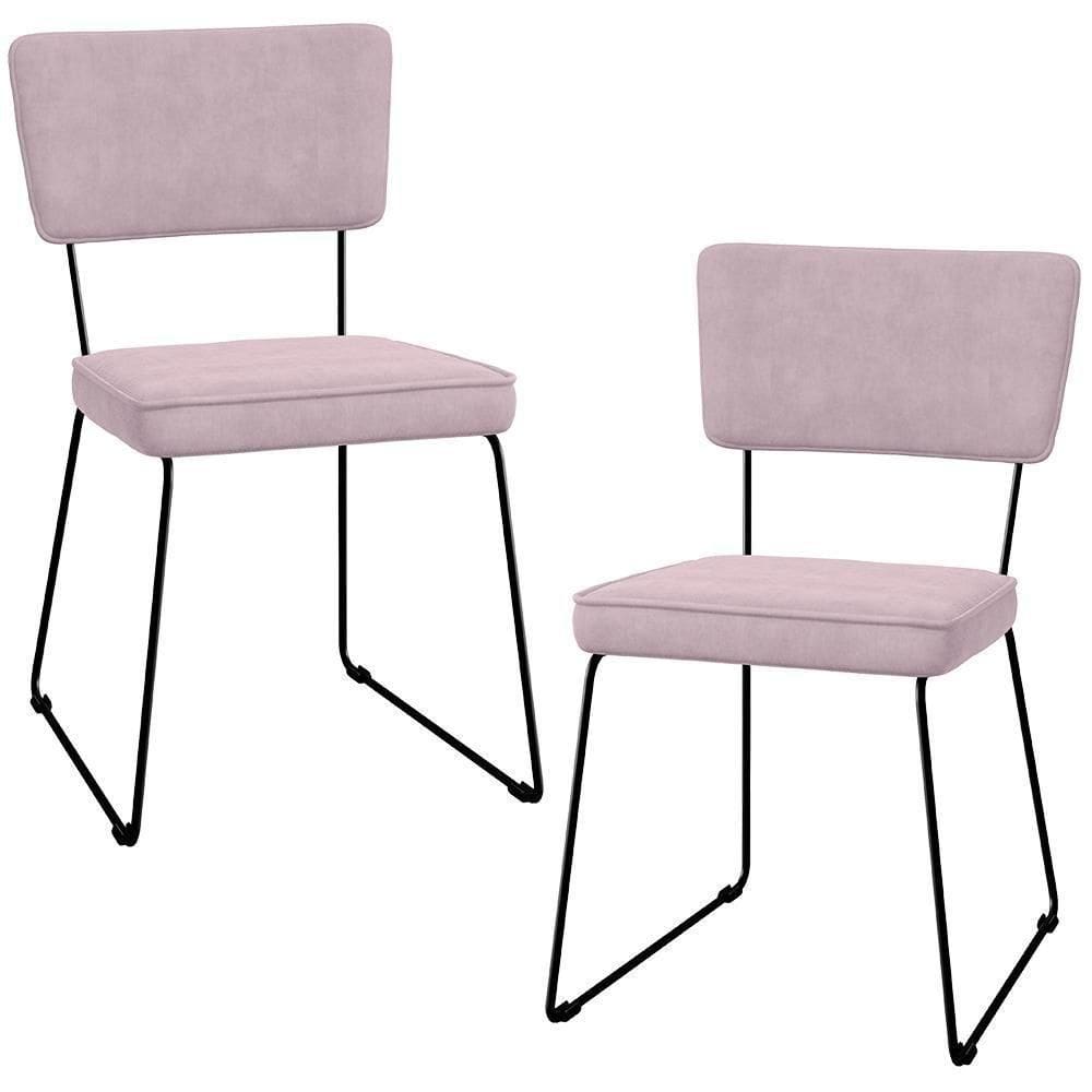 Kit 02 Cadeiras Allana L02 Suede Rosê