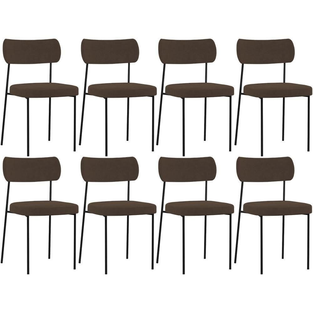 Kit 08 Cadeiras Sala De Jantar L02 Suede Marrom