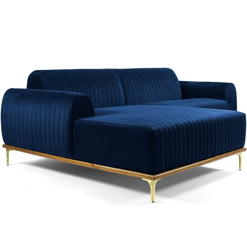 Sofá 3 Lugares Com Chaise Molino 245 Cm Azul Oxford C-304