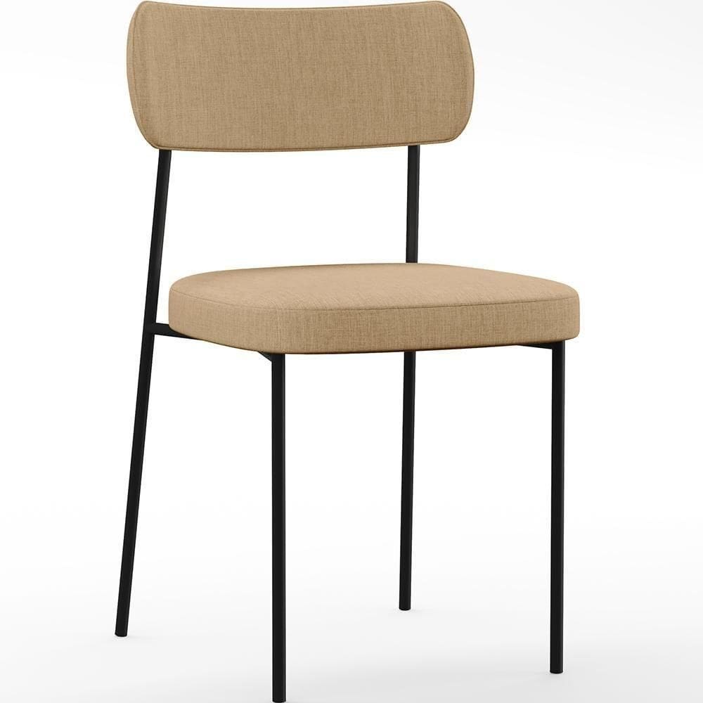 Cadeira Estofada Para Sala De Jantar Melina L02 Bege Escuro