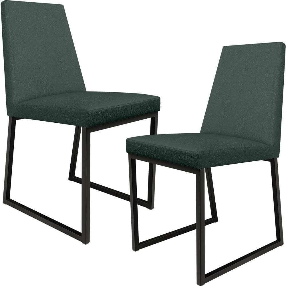 Kit 02 Cadeiras Sala Jantar Preto L02 Verde Musgo