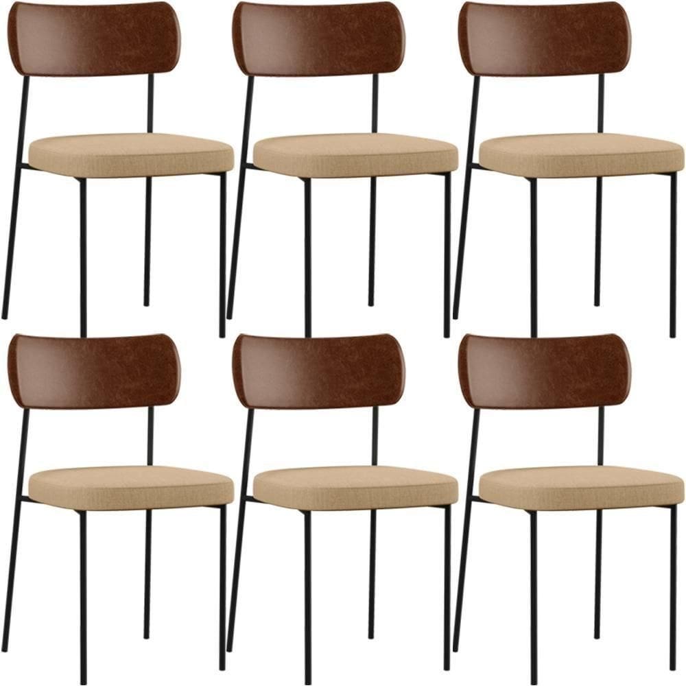 Kit 06 Cadeiras Sala De Jantar L02 Marrom Bege Escuro