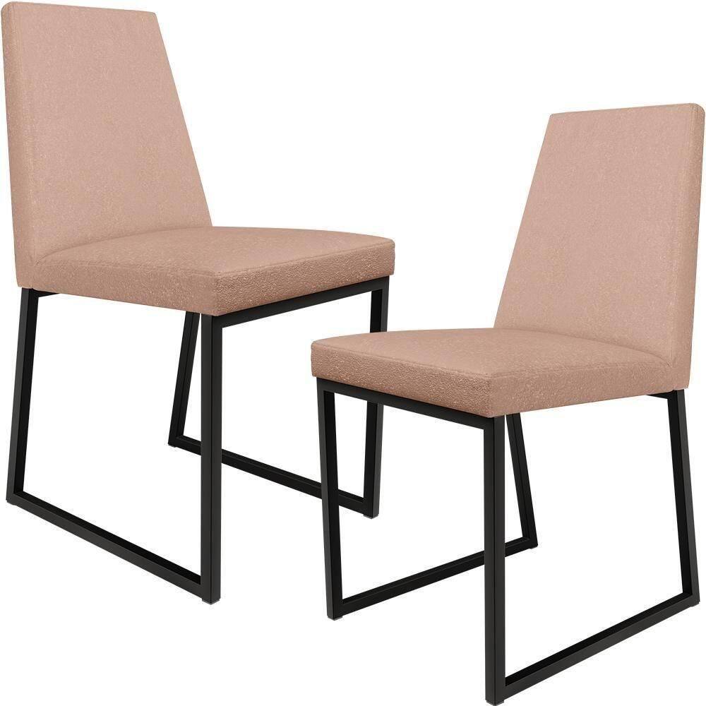 Kit 02 Cadeiras Sala De Jantar Preto L02 Rosê