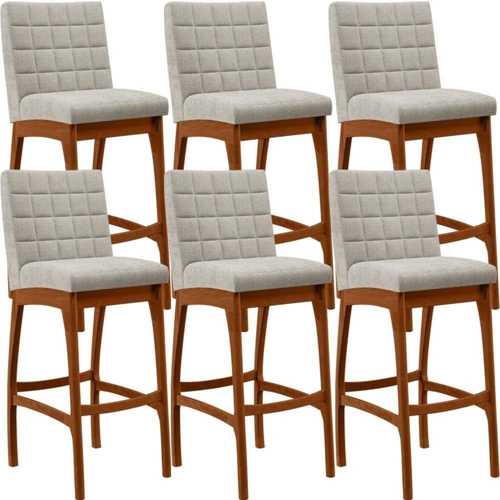 Kit 06 Banquetas Altas Cozinha B04 Bouclê Creme