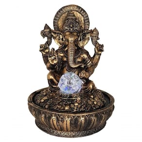 Fonte água Ganesha Dourada Sala Quarto Jardim Luz Bombinha
