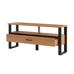 Rack Para Tv Até 55 Pol. Estilo Industrial 1 Gaveta F41 Freijó/Preto Fosco