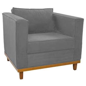 Poltrona Decorativa Europa Suede Cinza