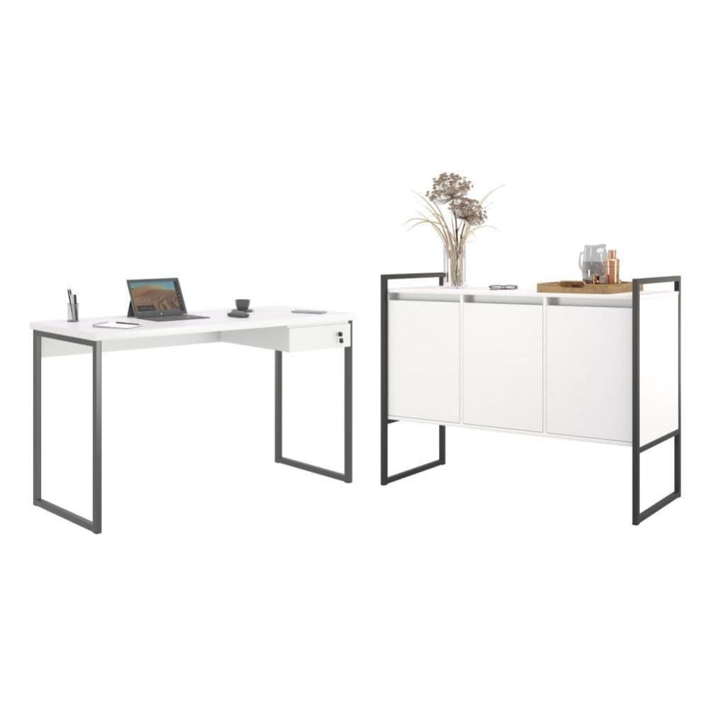 Escrivaninha E Buffet Titani Branco