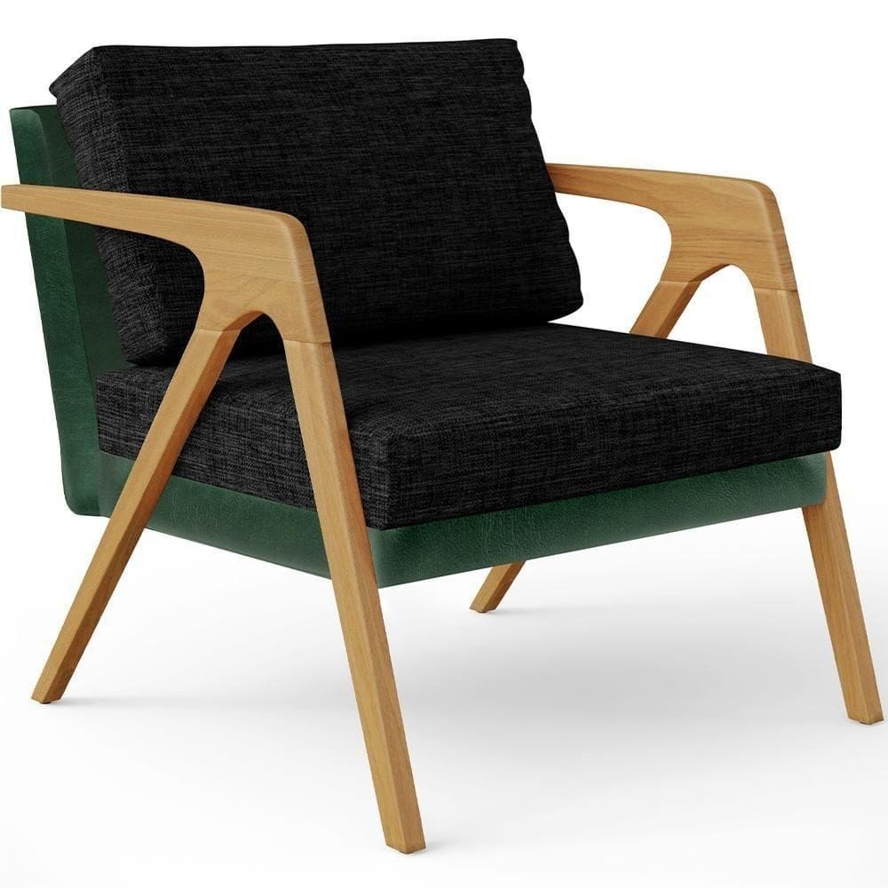 Poltrona Para Sala Estar Pietra Facto Verde Musgo Chumbo