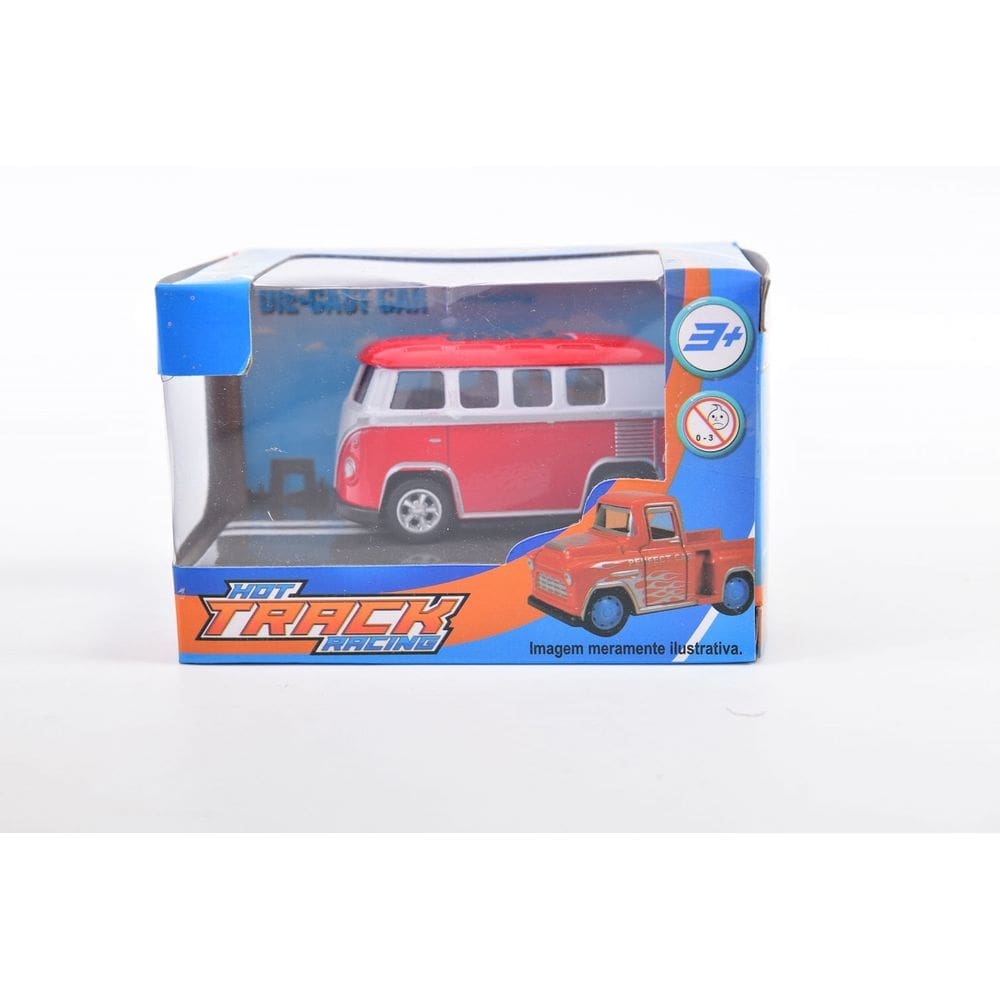 Veiculo de Metal Pequeno - Hot Track Racing - Kombi Vermelha TERRACO