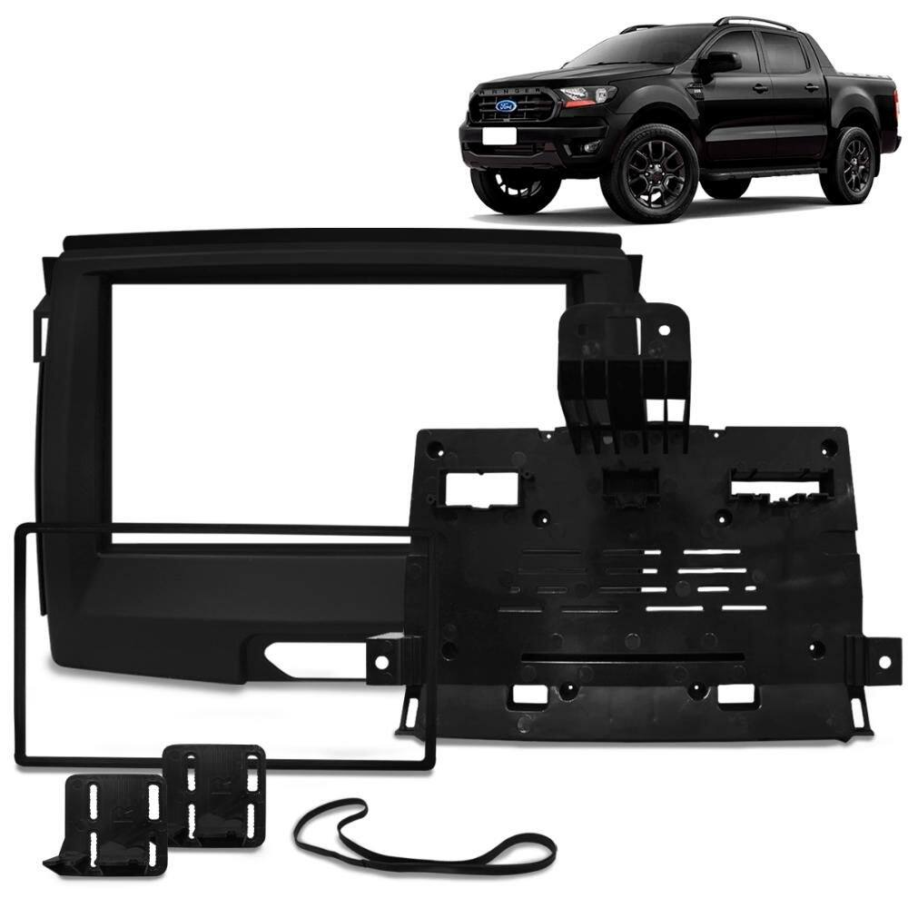 Moldura Do Painel 2 Din Ford Ranger 2016 2022 Pto C/ Suporte