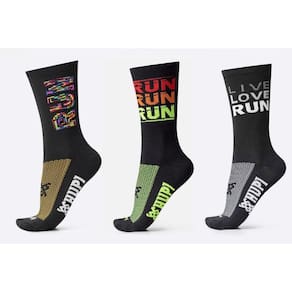 Kit 03 Pares Meia Corrida Hupi Estampas RUN Cano Médio