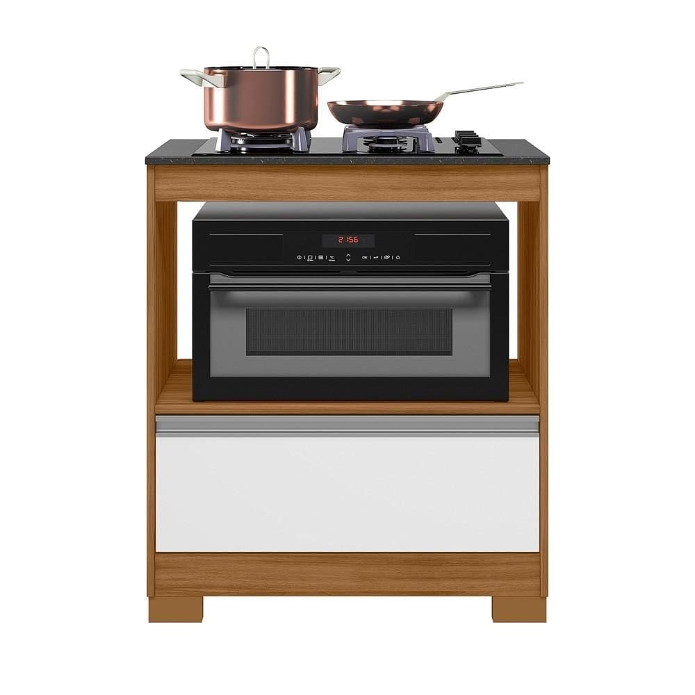 Balcão para Cooktop 4 Bocas com Espaço para Forno Notável NT 3110 Freijó/Branco