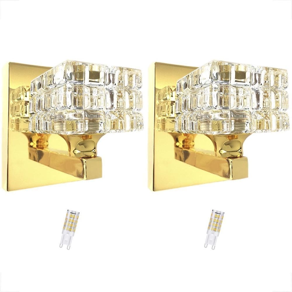 Kit 2 Arandela Cristal Interna Dourado Brilhoso Sala Bet39 +