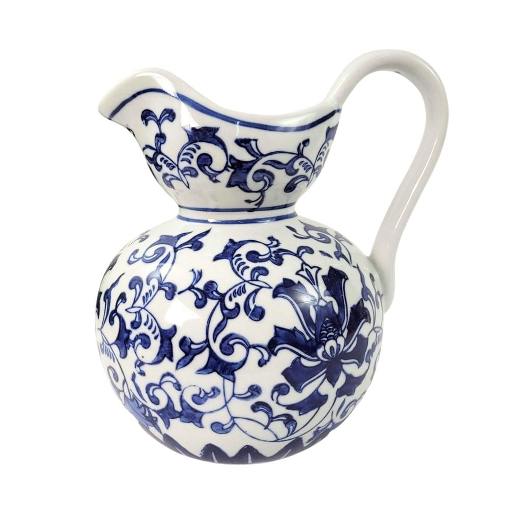 Bule Azul E Branco 20X20X16Cm Vaso Jarra Mesa Posta