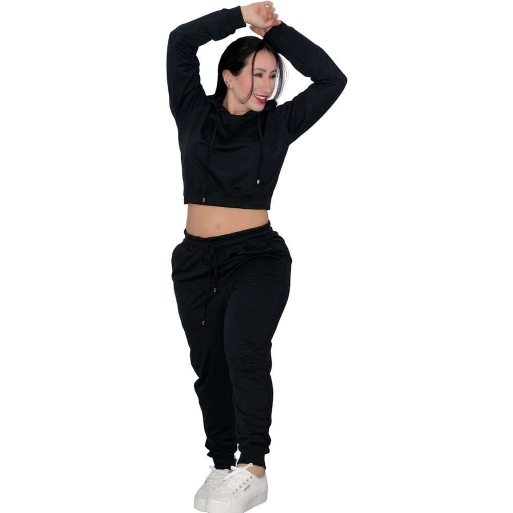 Blusa mais Calça Moleton Conjunto Com Capuz Meia Estação