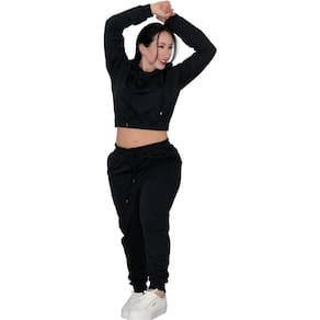Blusa mais Calça Moleton Conjunto Com Capuz Meia Estação