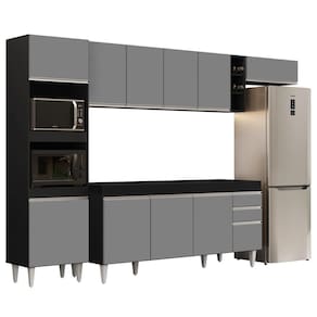 Armário De Cozinha Modulada 5 Peças Cp16 Balcão Sem Tampo Preto/cinza - Lumil