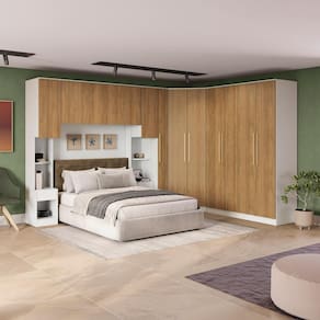 Quarto Modular Kappesberg Adapt Branco/Nogueira 8 Peças 357cm x 263cm