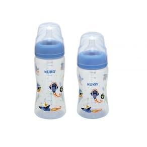 Kit 02 Mamadeiras KukaEssencial Bico Orto (Maiores de 6 meses) Antivazamento 330ml e 240ml /Azul