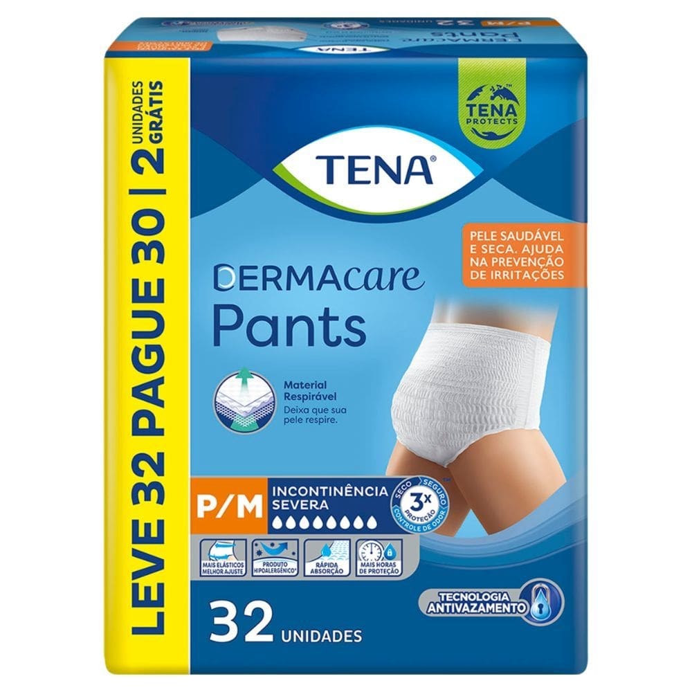 Roupa Íntima Tena Pants Dermacare P/M com 32 Unidades