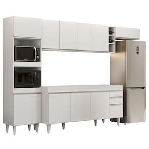 Armário De Cozinha Modulada 5 Peças Cp16 Balcão Sem Tampo Branco - Lumil