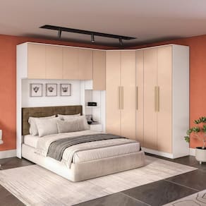 Quarto Modular Kappesberg Adapt Branco/Macadâmia 7 Peças 296cm x 210cm