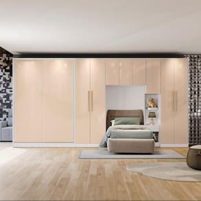 Quarto Modular Kappesberg Adapt Branco/Macadâmia 6 Peças 450cm