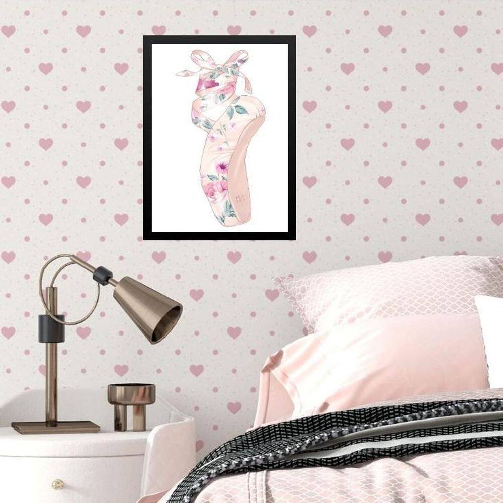 Quadro Infantil Menina Sapatilha De Balé 45X34Cm