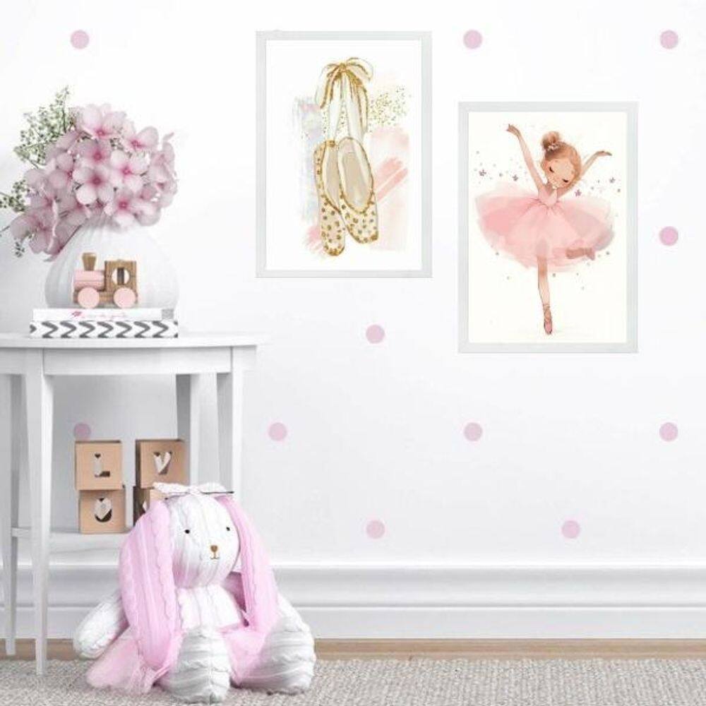 Kit 2 Quadros Quarto Menina Tema Bailarina 24X18Cm - Vidro
