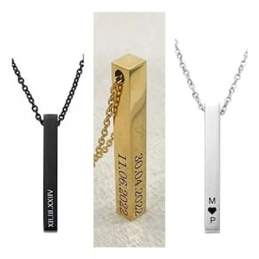 Colar Masculino Feminino Personalizado Nome Gravação Data