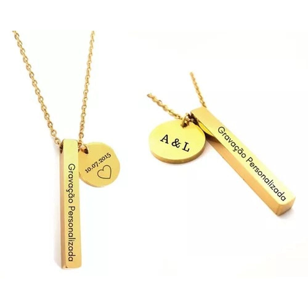 Colar Feminino Masculino Gravação Personalizada Data Inicial