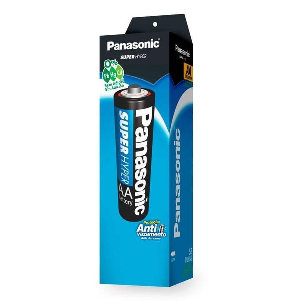 Pilha Comum Aa Pequena Panasonic Tubo Com 52 Unidades Um-3sh936 - Pç / 52 [F108]