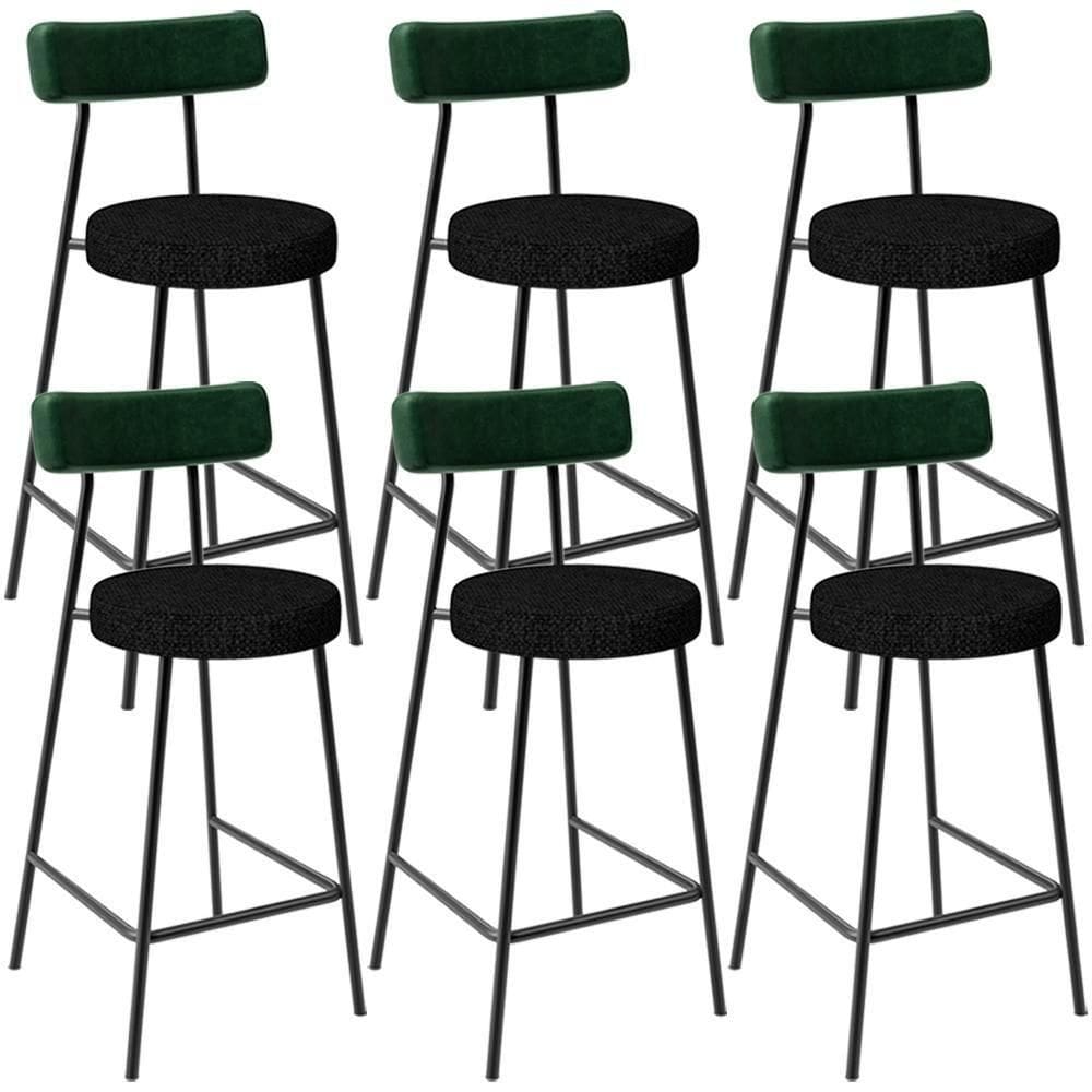 Kit 06 Banquetas Baixa Bar Cozinha E Sala De Jantar Milão L02 Facto Verde Linho Chumbo - Lyam Decor