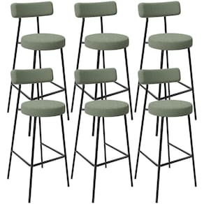 Kit 06 Banquetas Alta Bar Cozinha Sala De Jantar Estrutura Em Aço Milão L02 Bouclê Oliva