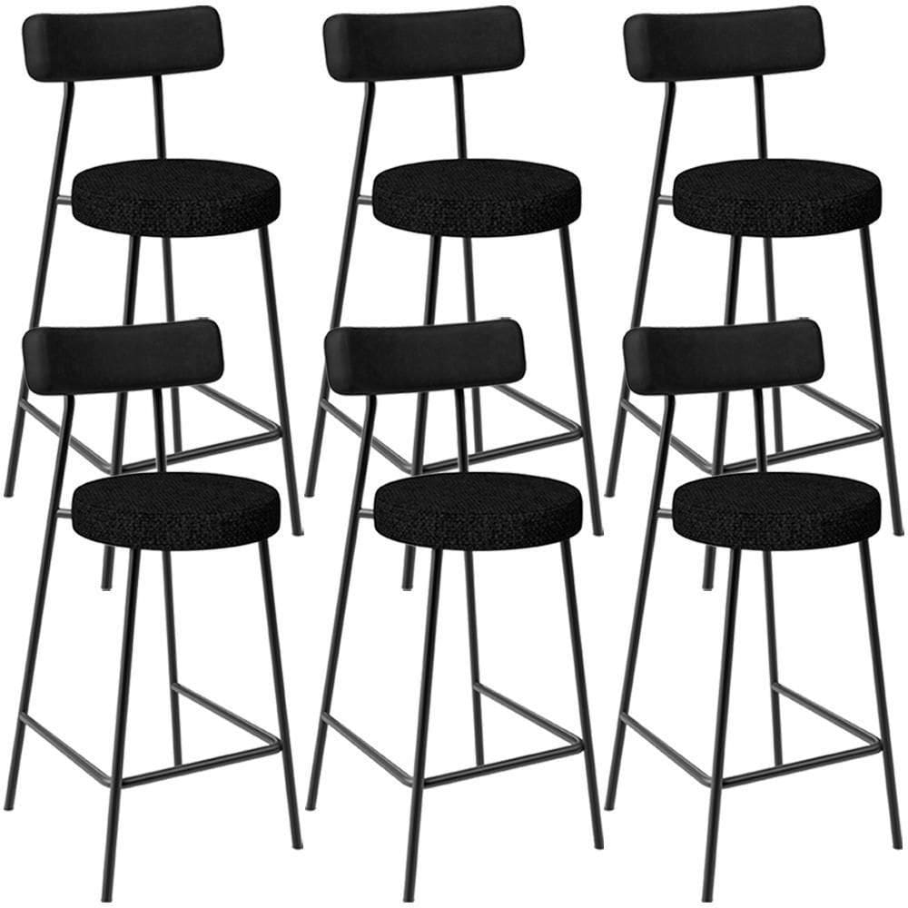 Kit 06 Banquetas Baixa Cozinha Sala Jantar Bancada Milão L02 Couríssimo Preto Linho Chumbo