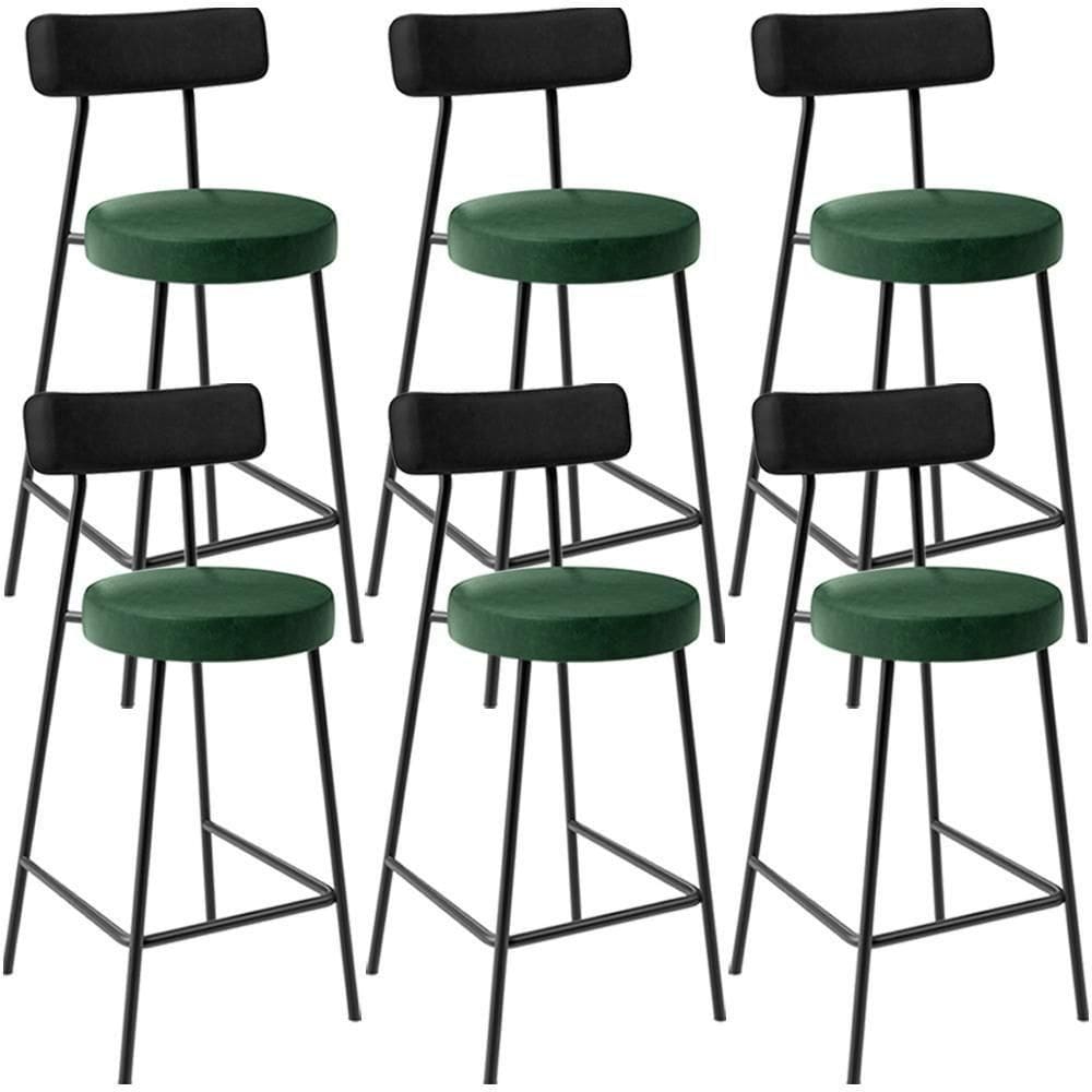 Kit 06 Banquetas Baixa Cozinha Sala Jantar Bancada Milão L02 Couríssimo Preto Verde -LyamDecor