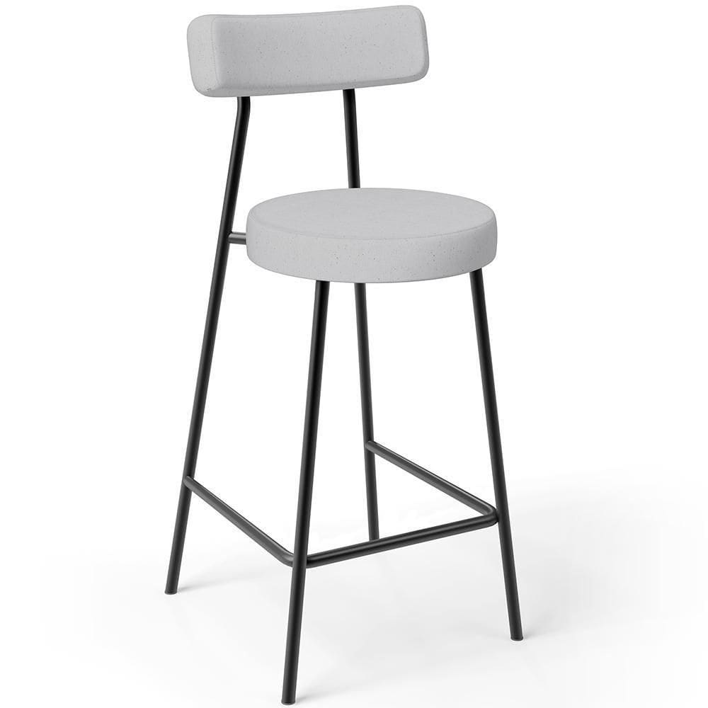 Banqueta Baixa Para Cozinha Sala De Jantar Bar Bancada Milão L02 Linho Cinza - Lyam Decor