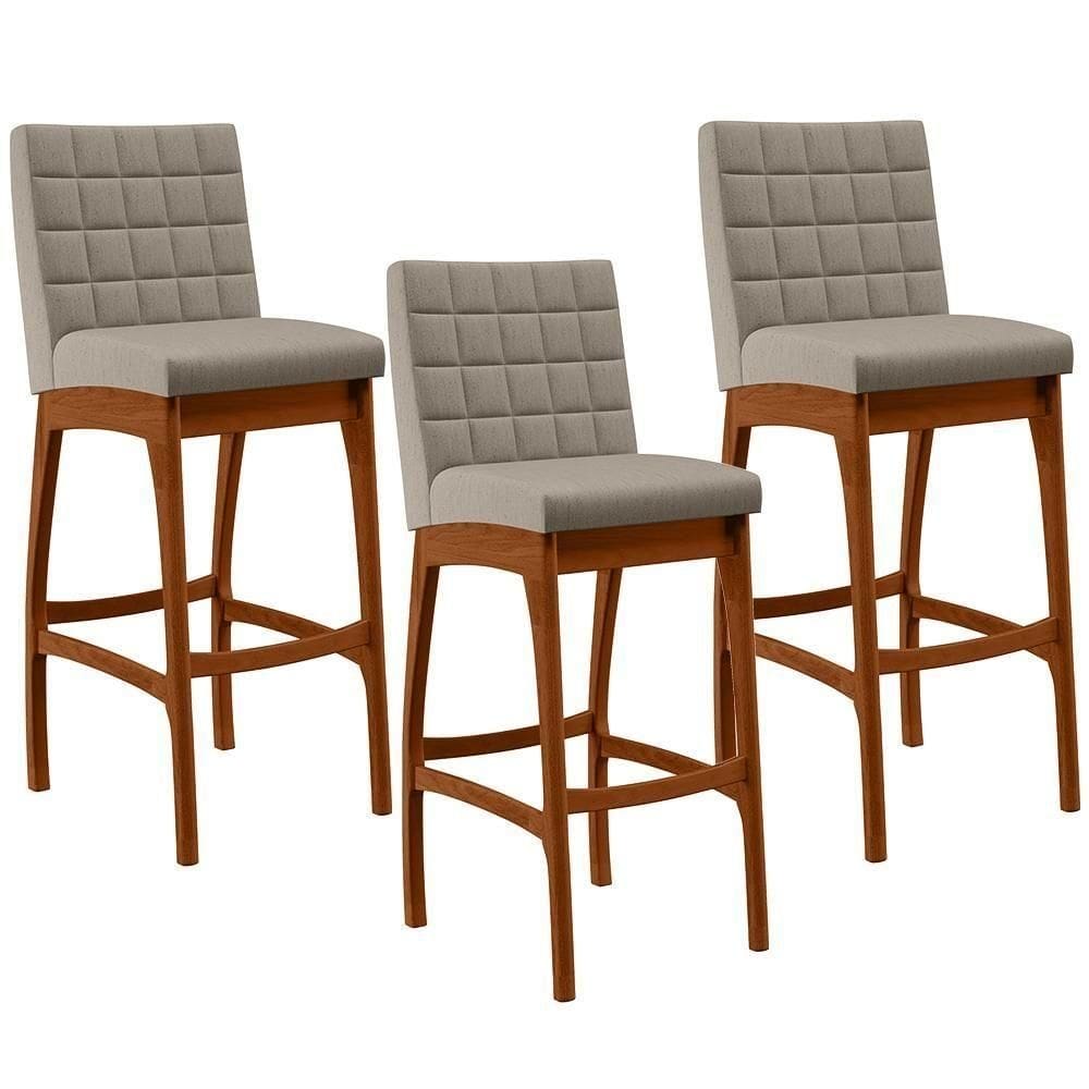 Kit 03 Banquetas Altas Para Cozinha B04 Bege